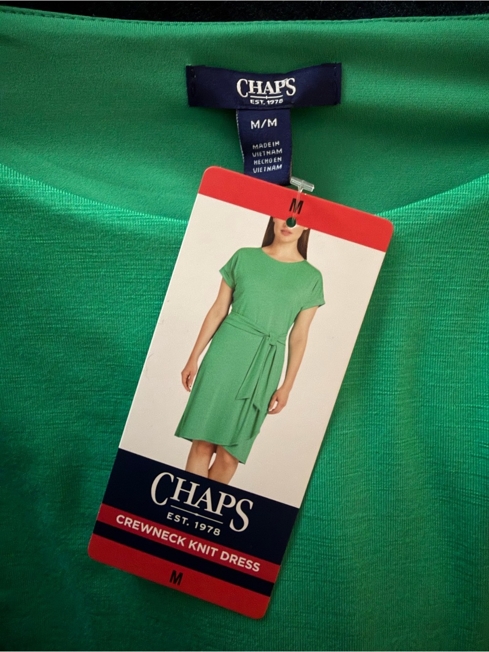 NEW Chaps by Ralph Lauren Size Medium Emerald Green Short Sleeve Dress - Picture 6 of 8